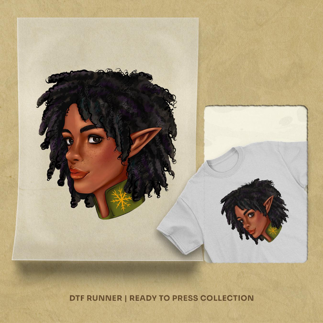 Afro Elf Woman dtf transfer sheets
