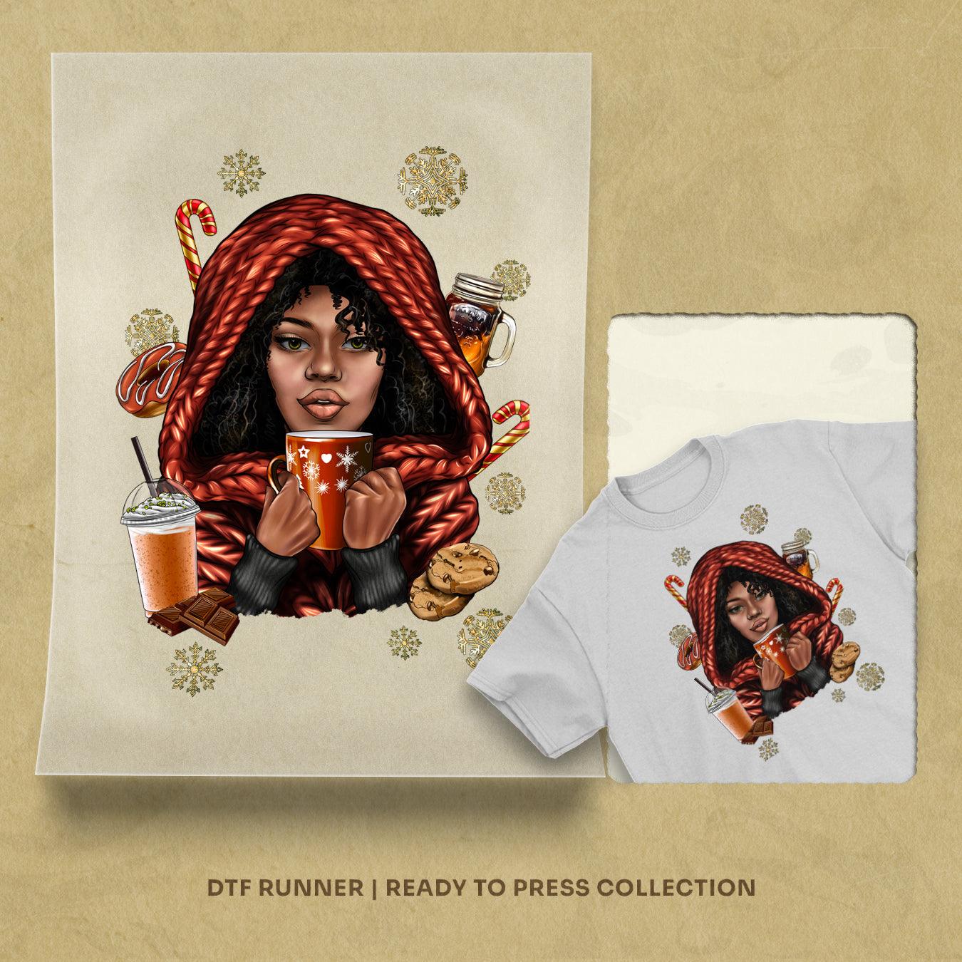 Afro Woman With Coffee direct to film transfer