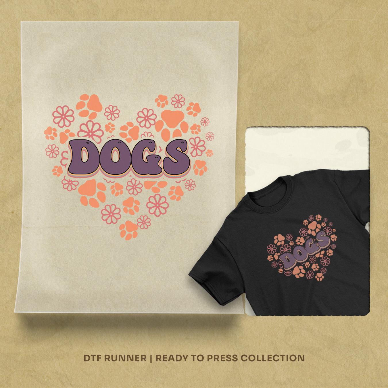 Dogs, Paw, Flower Heart Shape dtf prints