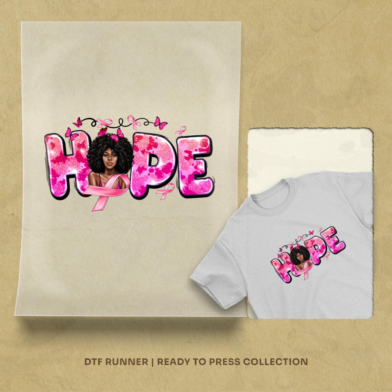 Hope Breast Cancer Afro Woman  dtf transfer