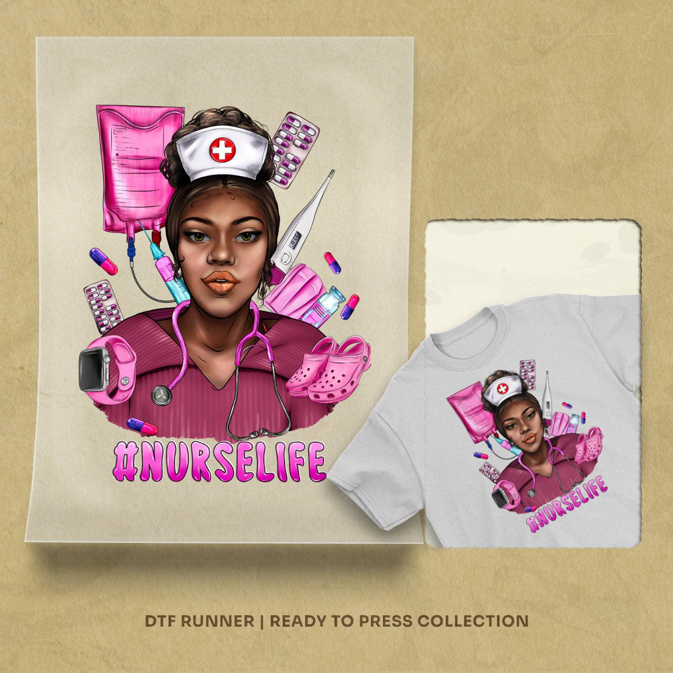 Nurselife Afro Woman dtf heat transfers
