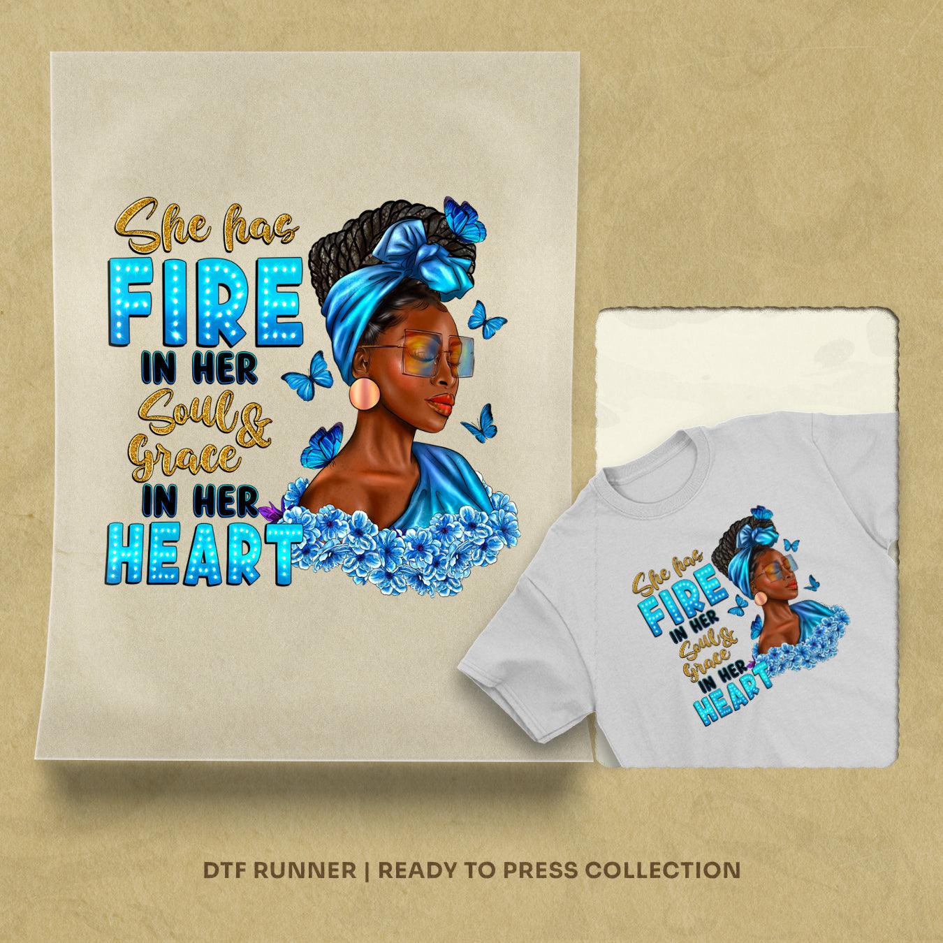 She Has Fire Afro Woman    dtf transfers