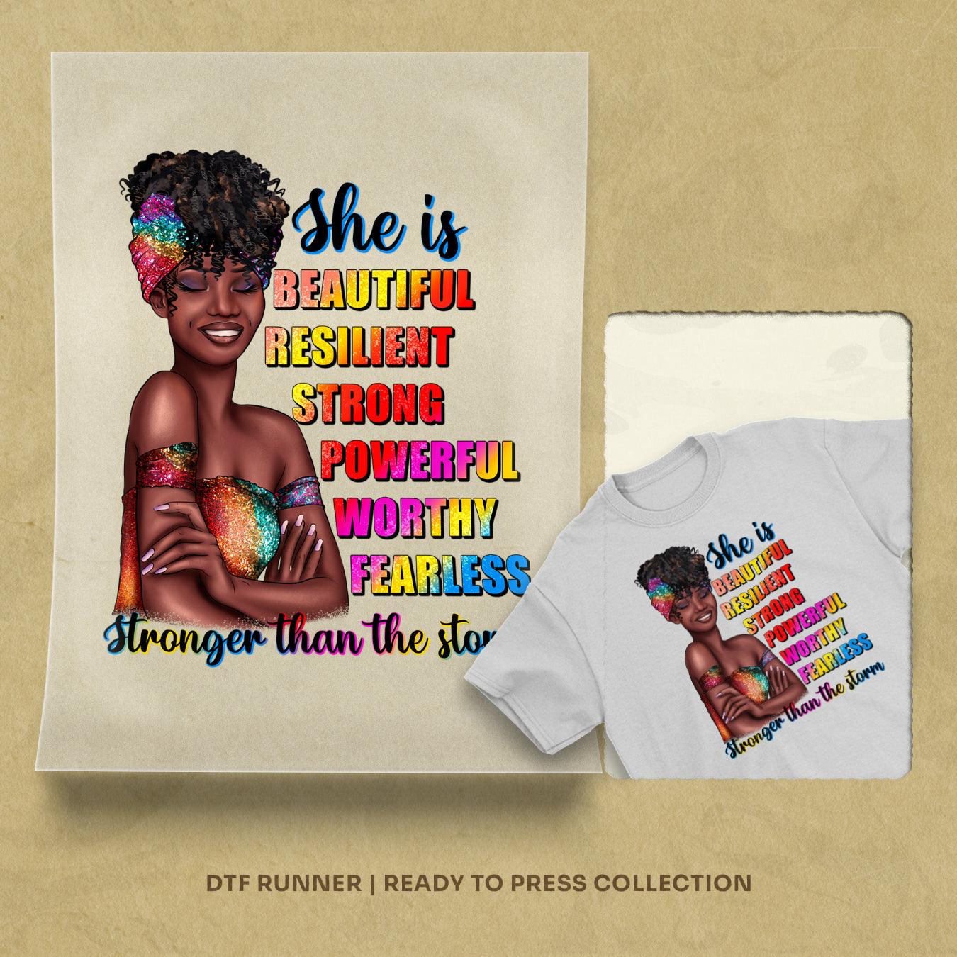 She Is Strong Black Woman dtf transfer sheets