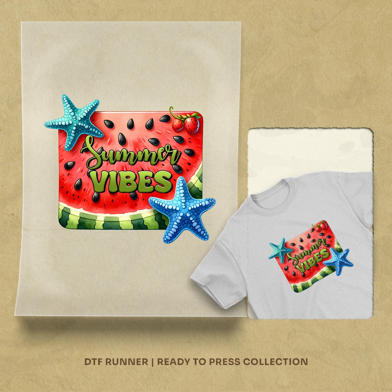 Summer Vibes Watermelon Pattern Dtf Transfer
