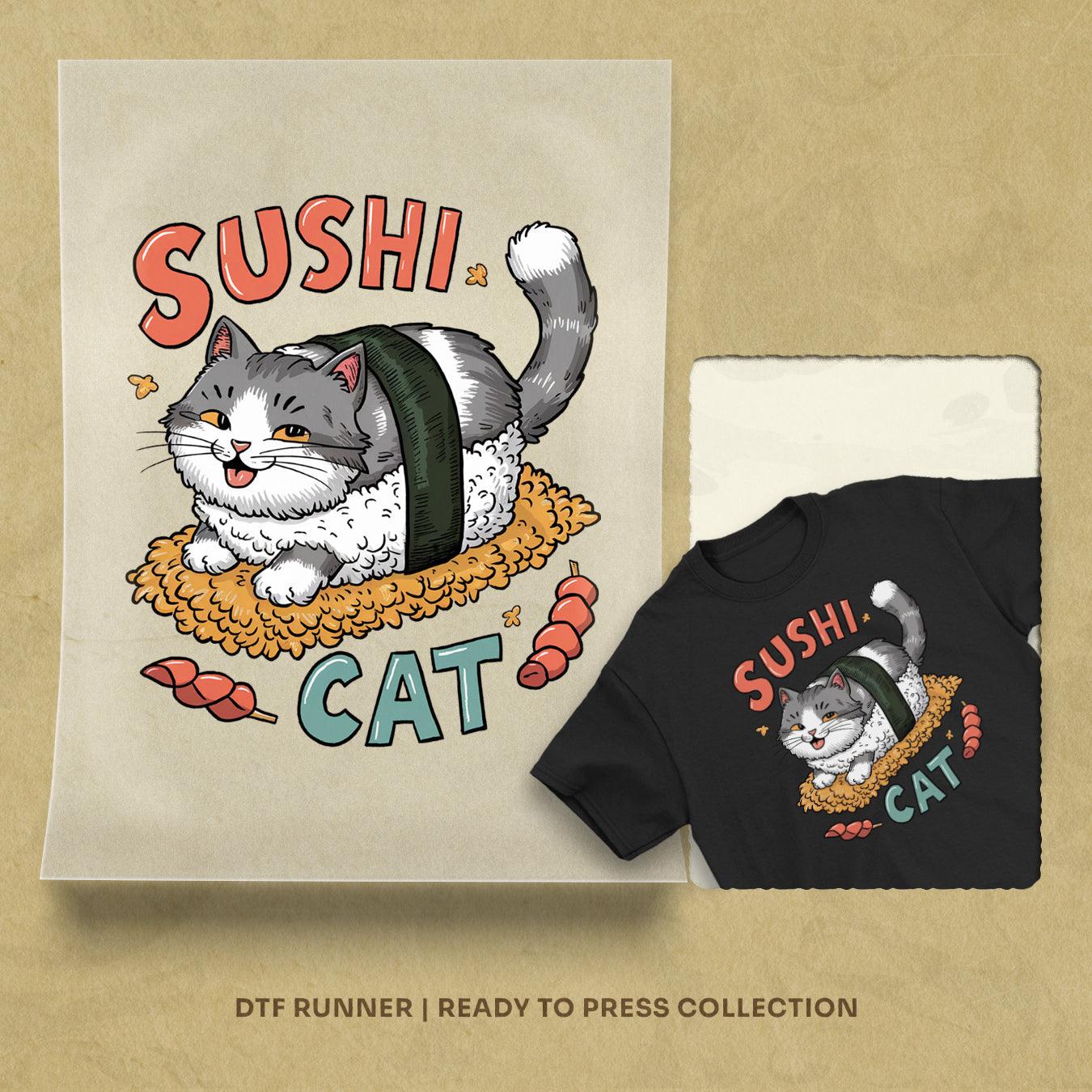 Sushi Cat dtf heat transfer