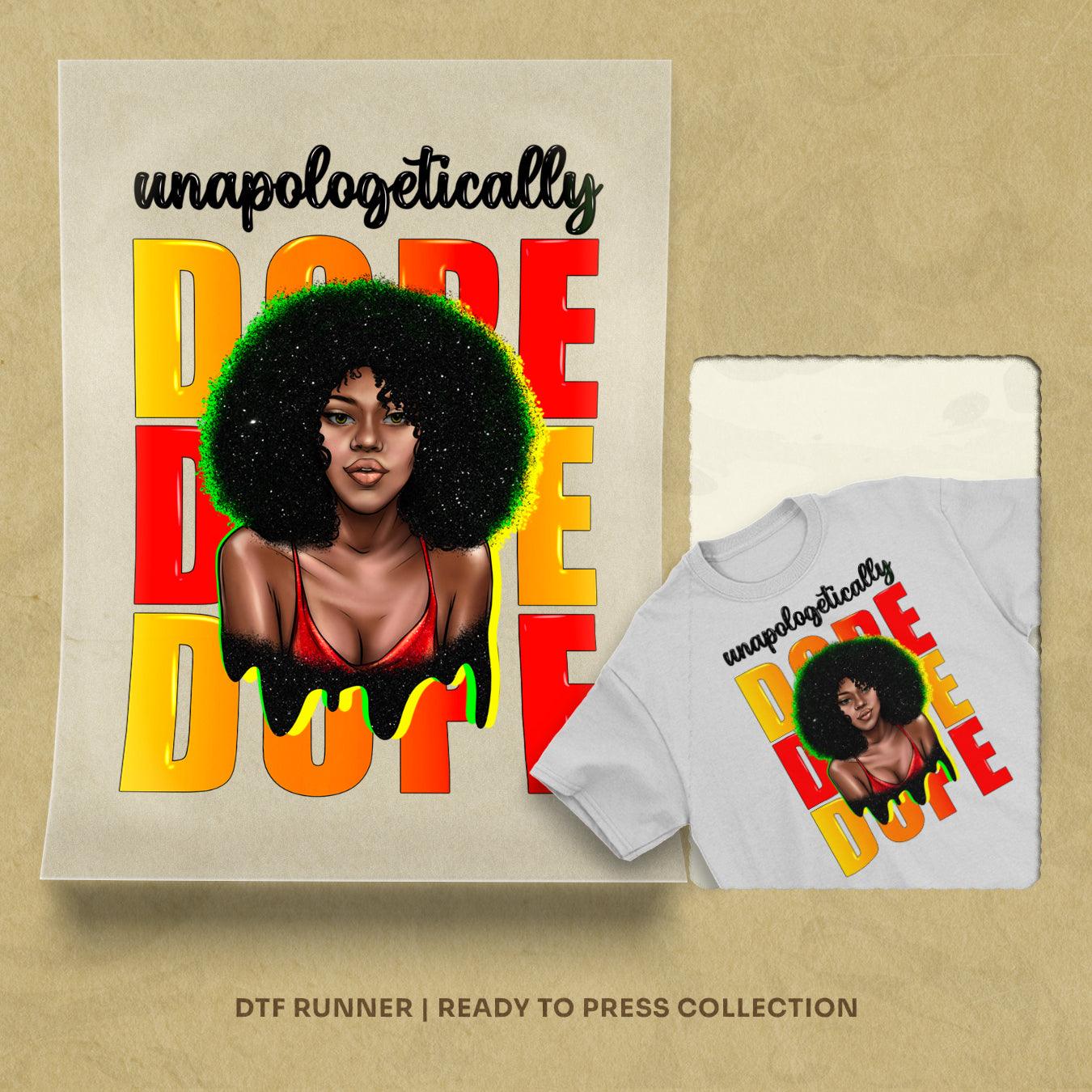 Unapologetically Afro Woman dtf transfer