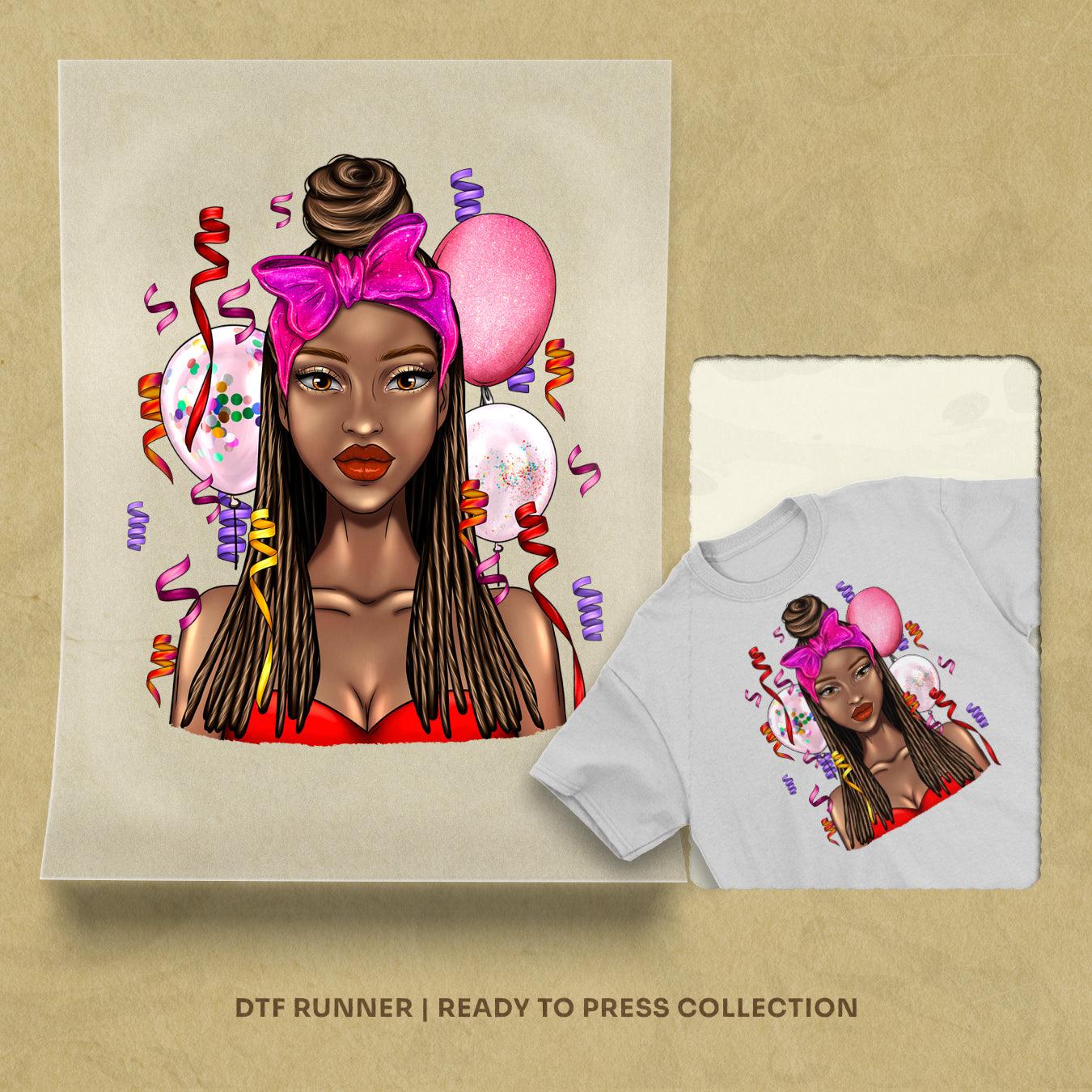 Valentine Afro Woman  dtf heat transfer