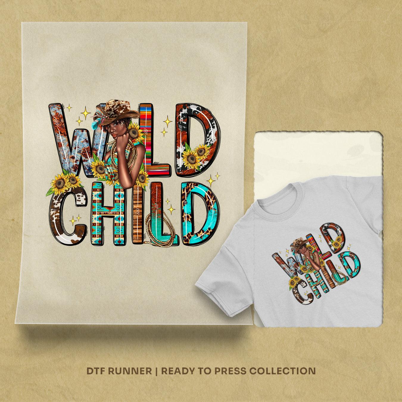 Wild Child Afro Woman dtf shirt transfers