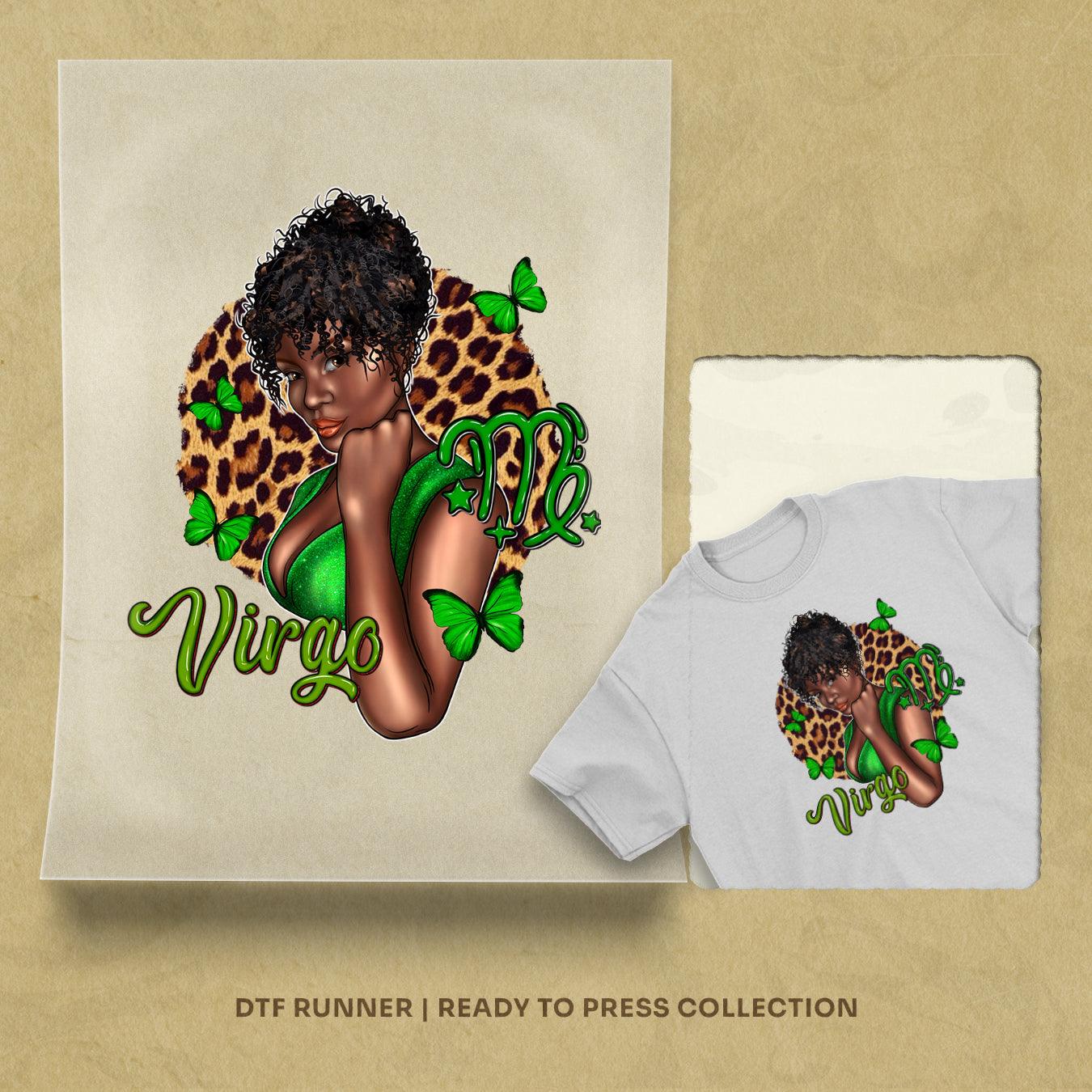 Zodiac Virgo Afro Woman  dtf transfers